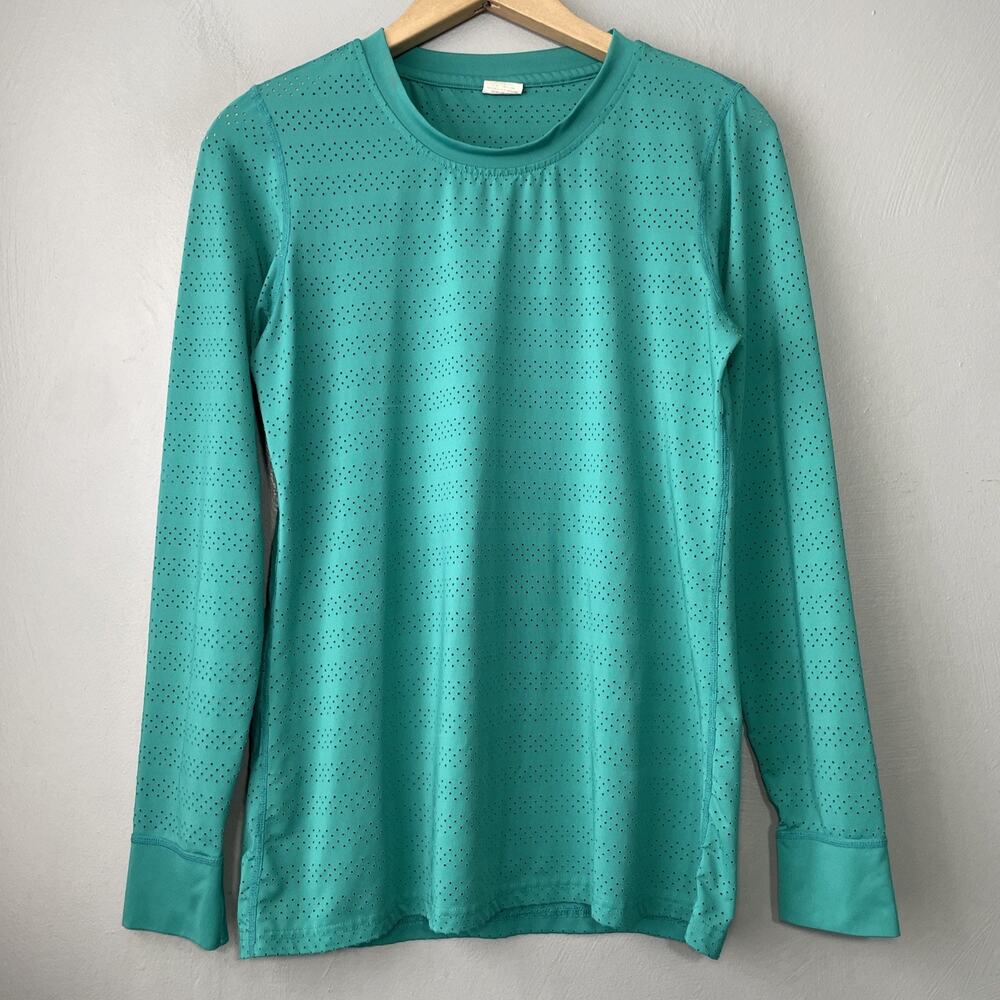 Zyia Chill Active Top Size Small Green Perforated Athletic Shirt Running Workout